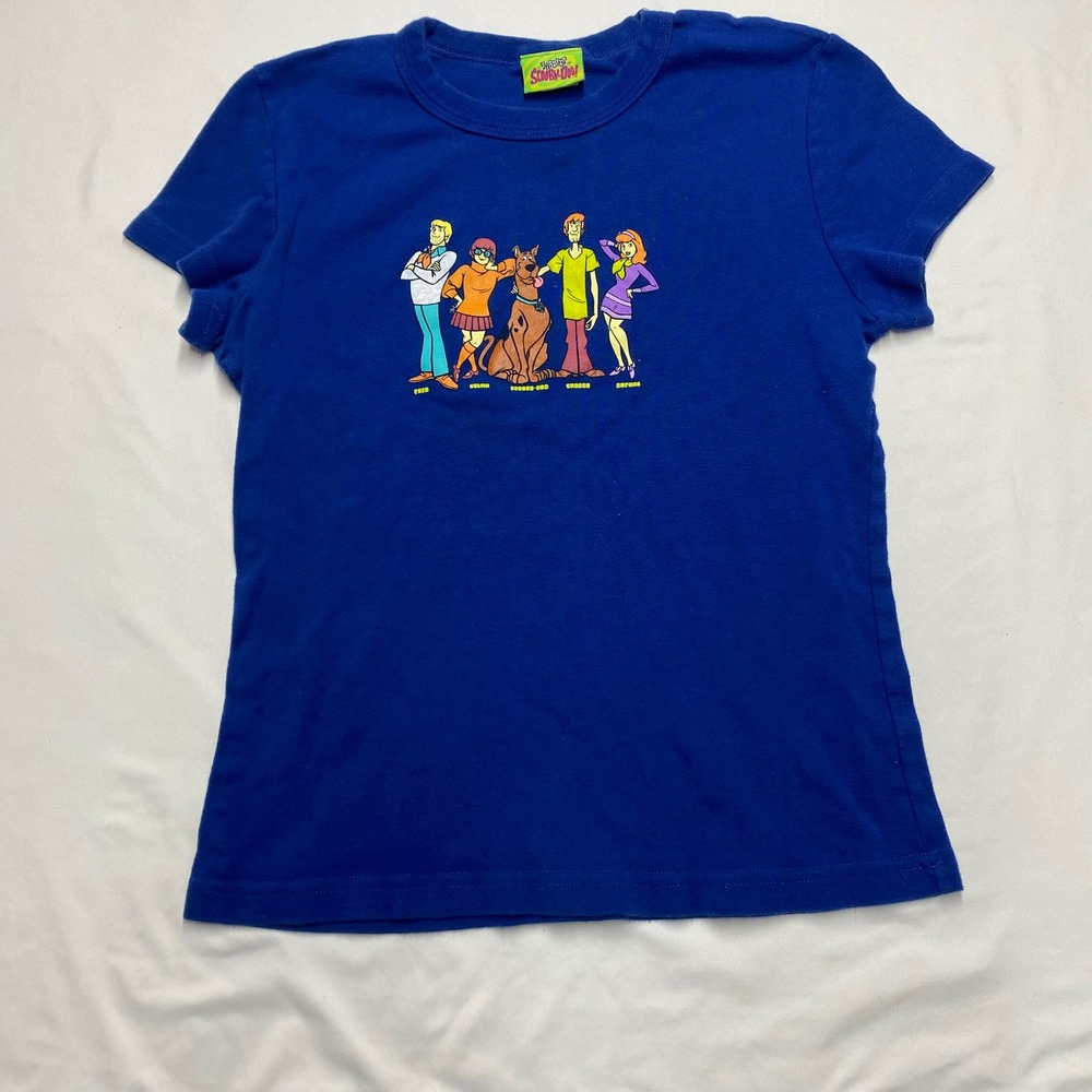 Vintage 2001 Scooby-Doo Mystery Inc Gang Blue Graphic T-Shirt Large Jerry Leigh
